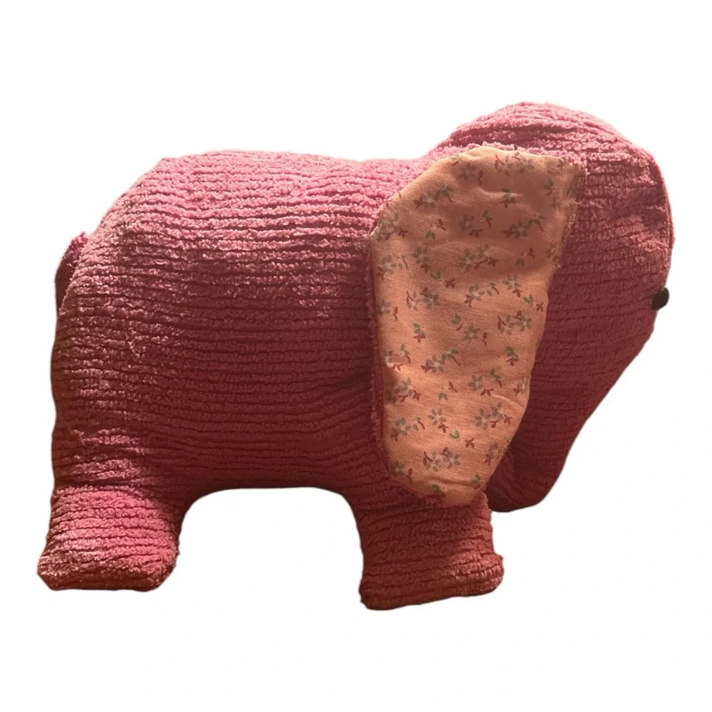 Chenille Purple Elephant Momma & Baby Plush Animal Handmade Set